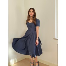 Retrobird Tasarım Matilda Uzun Elbise Kadın Lacivert