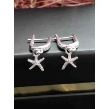Generic 925 Ayar Gümüş Silver Renkli Zirkon Taşlı Kadın Küpe -  Deniz Yıldızı Temalı