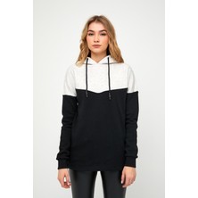 Polo State Kadın Çift Renk Sweatshirt Siyah Beyaz