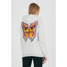 Polo State Kadın Kapüşonlu 3 iplik Sweatshirt  Gri Melanj