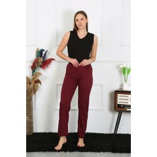 Moda Çizgi Kadın Pamuk Penye Tek Alt Pijama Bordo 27513