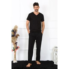 Moda Çizgi Erkek Pamuk Siyah Tek Alt Pijama 27495
