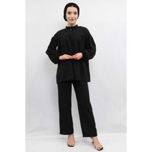 Moda Çizgili Robalı Ikili Takım Siyah