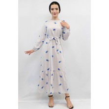 Moda Çizgi Desenli Elbise Indigo