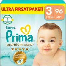 Prima Bebek Bezi Premium Care 3 Beden Midi Ultra Fırsat Paketi 6-10 kg 96 Adet (2 Adet)