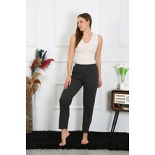 Moda Çizgi Kadın Pamuk Penye Tek Alt Pijama Füme 27514