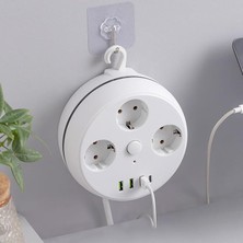 Vea 7 In 1, Akım Korumalı Grup Priz, 3'lü, Anahtarlı, 3 Usb, 1 Type-C, 1.5 Metre Kablolu, Kablosu Toplanabilir Makaralı, 850 Derece Dayanıklı