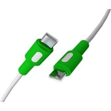 Type C-C Power Delivery Hızlı Şarj Kablosu, Beyaz Kablo, Beyaz/yeşil Uçlar (150 Cm)