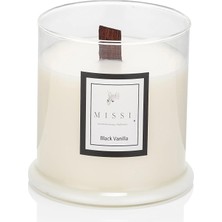 Üfleme Cam Ahşap Fitilli Vanilya Vegan Mum (140 Gr)