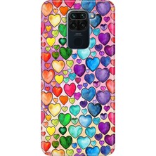 Grabono Xiaomi Redmi Note 9 6.53" Kılıf Renkli Desenli Baskı Tasarım Silikon Kalp Çizim