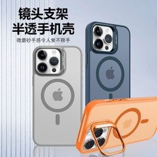 16 Pro Kamera Korumalı Standlı Kılıf ile Uyumlu Açılır Kamera Standlı Manyetik 16 Pro Kılıf Lens Korumalı Set Darbeye Karşı Korur 16 Pro Kapak (Turuncu)
