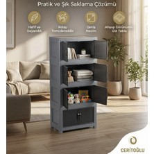 Ceritoğlu 4’lü Katlanabilir Çok Amaçlı Plastik Dolap-Kapaklı-Dekoratif ve Şık Görünüm