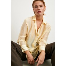 Never More Modal Basic V Yaka Gömlek Sarı