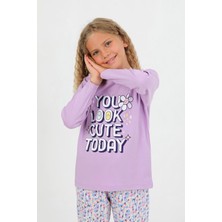 Vitmo Kız Çocuk Uzun Kollu %100 Pamuk Pijama Takımı Look Cute