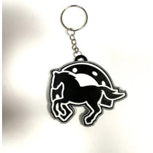 Yerli At Anahtarlık Siyah Beyaz Arkada Nal Modeli