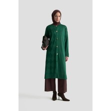 Armine Trend Bir Yanı Baklava Desenli Triko Hırka Ö.Yeşil 25YTD4124