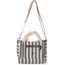 Tonny Black Kadın Gri Kanvas Askılı Önü Fermuarlı El ve Omuz Çantası