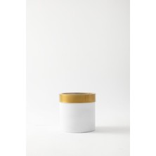 Güleç Yapay Çiçek Metal Saksı Beyaz (Gold Bilezikli) 25*25*25