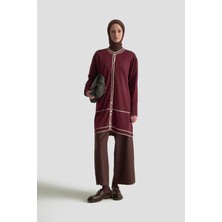 Armine Trend Biye Detaylı Triko Hırka Bordo 25KT501