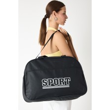 Tonny Black Kadın Siyah Büyük Boy Önü Fermuarlı Baskılı Spor ve Seyahat Omuz Çantası