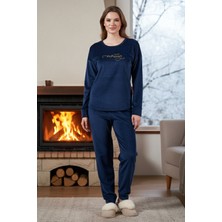 Remsa Kadın Kadife Pijama Takımı 25386 Lacivert