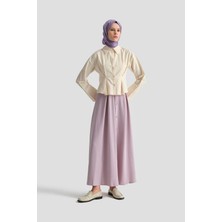 Armine Trend Düğme Detaylı Kloş Etek Lila 25YT113