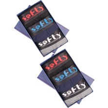 Softy 6’lı Erkek Pamuk Boxer Seti Siyah Gri Lacivert – Yumuşak Dokulu Pamuk Nefes Alan Kumaş M