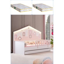 Setay City Yavrulu Montessori Yatak Panolu Korkuluklu + 2 Adet Comfort Yatak