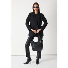 Tonny Black Kadın Siyah Çift Saplı Suni Deri Omuz Çantası