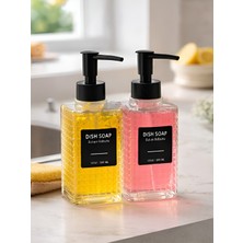 Onay Home 2'li Cam Sıvı Sabunluk ve Deterjanlık – Şık Tasarımlı, Siyah Pompalı Mutfak & Banyo Sabunluğu - Puantilyeli Desen