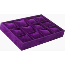 Megass Dekor Tokyo Model Süet Kumaş Mor Renk 12 Yastıklı Çekmece Içi Takı Kutusu
