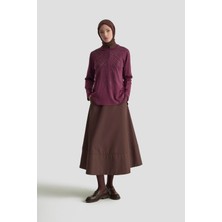 Armine Trend Taş Baskılı Triko Tunik Mürdüm 25YTD4126