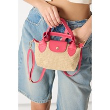 Tonny Black Kadın Fuşya Mini Boy Askılı Hasır El ve Çapraz Çanta