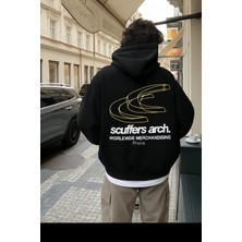 Bellanova Oversize Kapüşonlu Sweatshirt – Scuffers Arch Yazı ve Grafik Baskılı Unisex