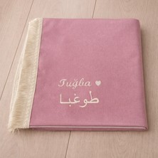Namazify Pembe Kadife Seccade ( Kişiye Özel Arapça Veya Türkçe Isimli )