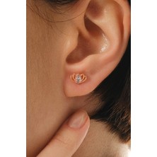 Söğütlü Silver Gümüş Rose Markiz Kesim Zirkon Taşlı Lotus Küpe SGTL12833ROSE