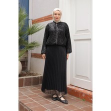 Armine Trend Parlak Model Payetli Ceket-Siyah 25YT506