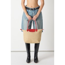 Tonny Black Kadın Kırmızı Orta Boy Askılı Hasır El ve Omuz Çantası