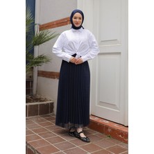 Armine Trend Pliseli Sim Desenli Etek-Siyah 25YT101