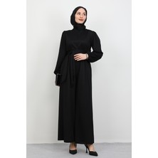Kuşaklı Tesettür Tulum Siyah