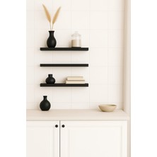 yankı-byeg 47 cm 3lü Mat Siyah Mdf Uçan Duvar Rafı Gizli Bağlantı Kitaplık Ahşap