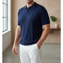 Moda Fermuarlı Polo Yaka Triko