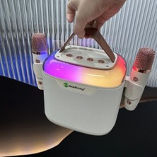 UltraNova Kablosuz Renkli Işıklı Taşınabilir Karaoke Hoparlör 2 Mikrofonlu