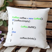 Qoeuyl Boutique Coffee Yazılımcı Java Baskılı Elyaf Dolgulu Hediyelik Yastık