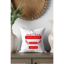 Qoeuyl Boutique Taç ve Yıldız Desenli Efsaneler Ekimde Doğar Baskılı Hediyelik Saten Mini Dekoratif Yastık