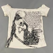 İsra Ayyıldız Moonstar Collection Ebedi Aşk Yazılı Gotik Iskelet Düşük Omuzlu Broken Heart Bluz