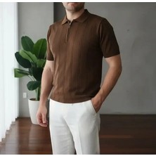 Moda Fermuarlı Polo Yaka Triko
