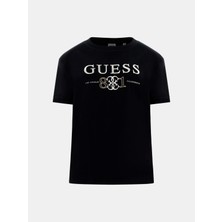 Guess Steffi Bisiklet Yaka Kısa Kollu Kadın Siyah T-Shirt V6RI13KD772-JBLK