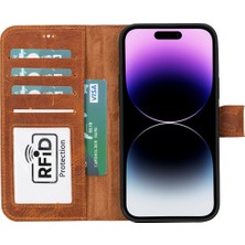 Gp Iguana Apple iPhone 15 Plus Uyumlu Deri Cüzdanlı Kılıf Mwwn G19 Taba