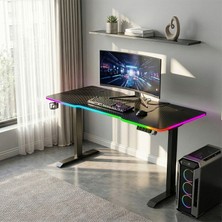 Karr Gaming G-Flex Elektrikli Yükseklik Ayarlı Rgb Aydınlatmalı Oyuncu Masası - 160X80 - Siyah
